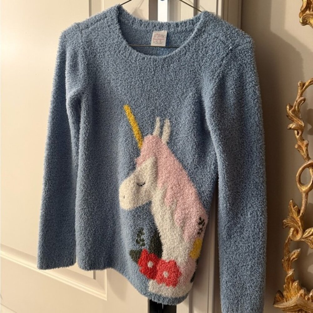Hanna Andersson Blue and Pink Unicorn Sweater